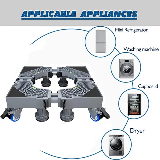 Fits washing machines, fridges, dryers and cupboards